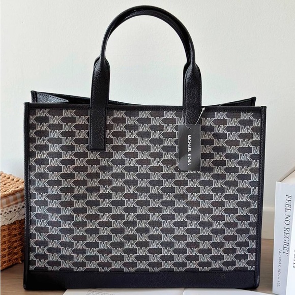 MICHAEL KORS COOPER STRUCTURED TOTE BAG BLACK MULTI NWT - Picture 4 of 6